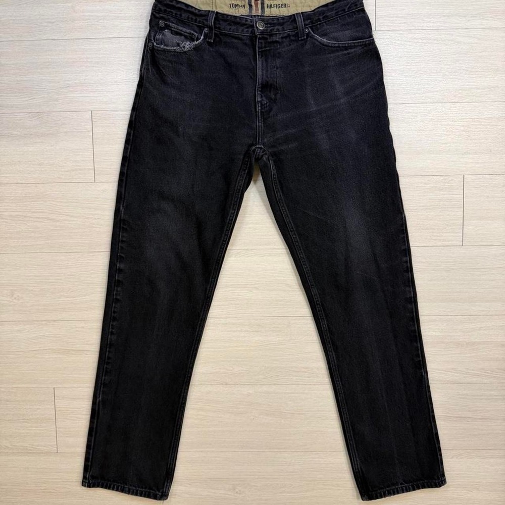 2010's Tommy Hilfiger Black Washed Straight Leg Jeans Mens Size 34x34